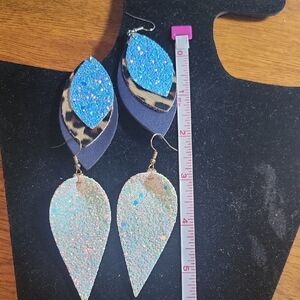 Blue and Brown Cascading Leaf Earrings